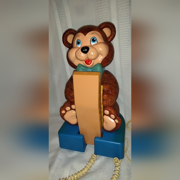 Vintage Teddy Bear Phone telephone PUSH BUTTON 80s Carlton HONG KONG - Picture 3 of 10